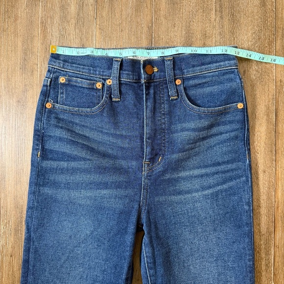 Madewell High Rise Skinny Flared Jeans Dark Blue 25 Tall Long - Picture 3 of 12
